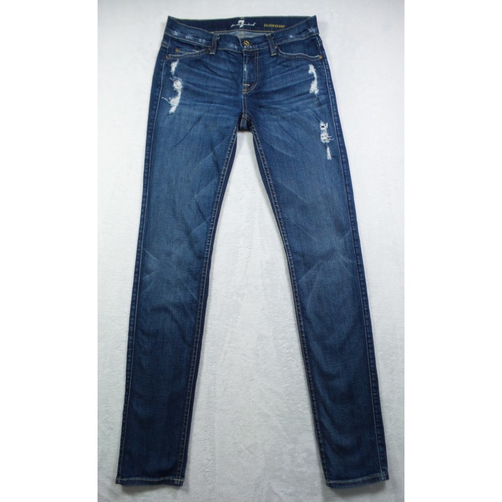 7 For All Mankind Jeans Womens Size 27 Blue Denim Roxanne Low Rise Skinny